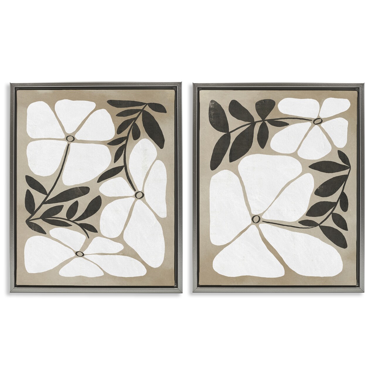 Stupell Industries Neutral Bohemian Flowers 2pc Floating Frame Set Design by Victoria Barnes
